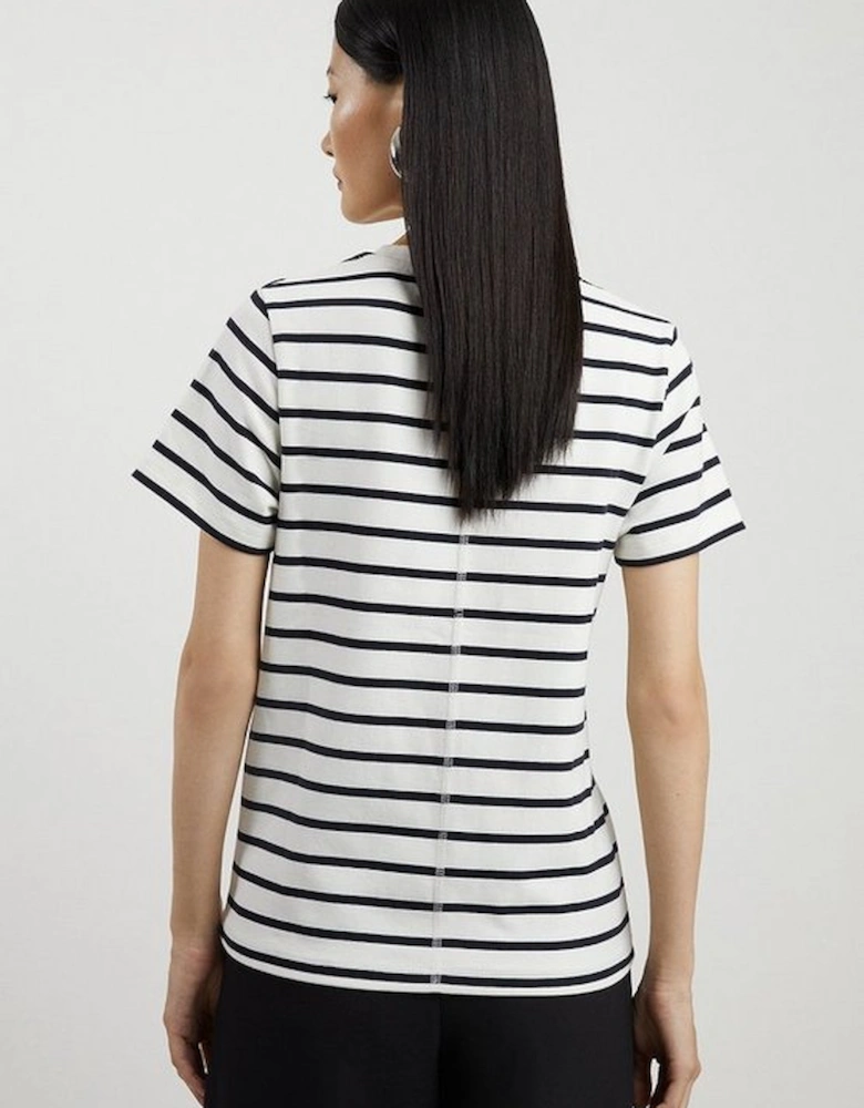 Stripe Stretch Cotton Jersey T Shirt