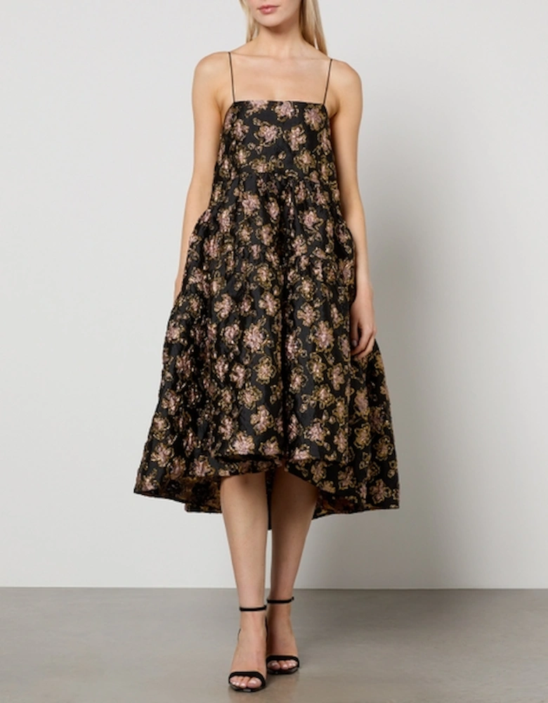 Dream Floral-Jacquard Cloqué Midi Dress