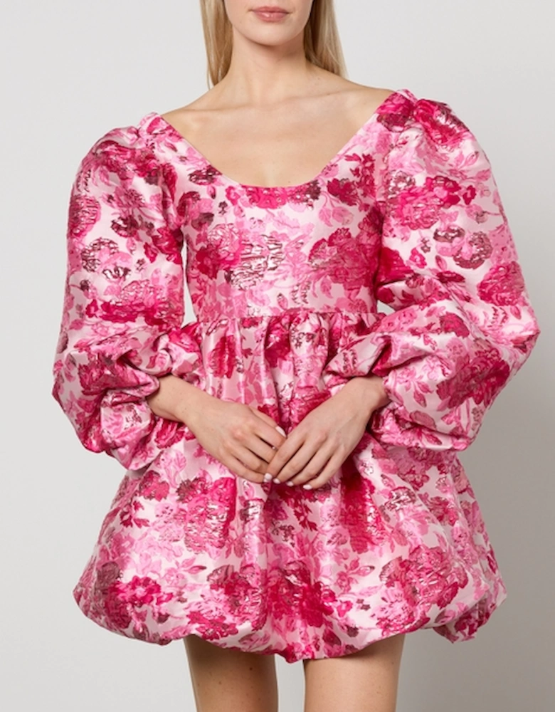 Dream Bubble Hem Floral-Jacquard Dress