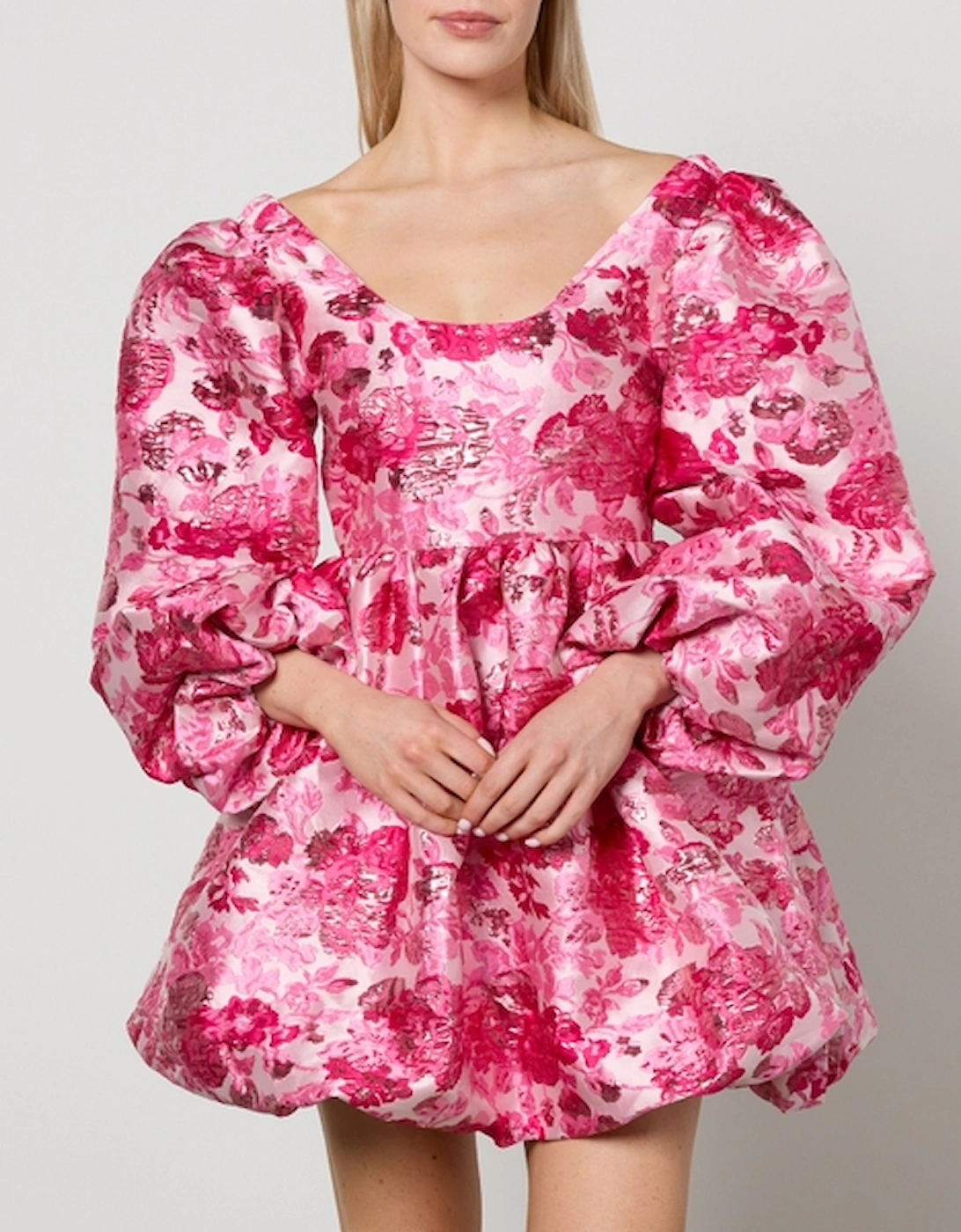 Dream Bubble Hem Floral-Jacquard Dress, 2 of 1