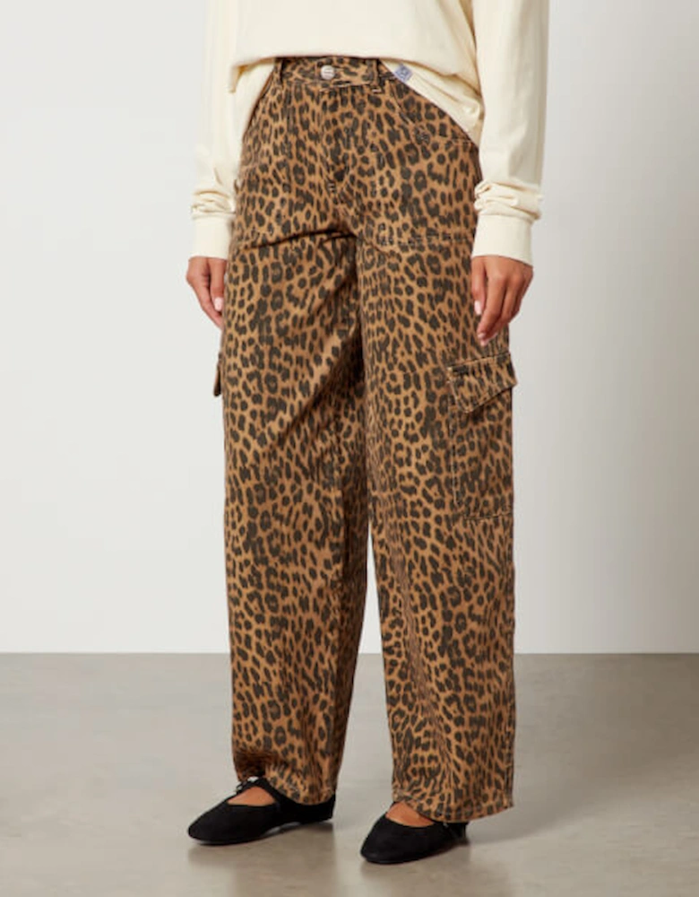 Dion Leopard-Print Cargo Wide-Leg Jeans