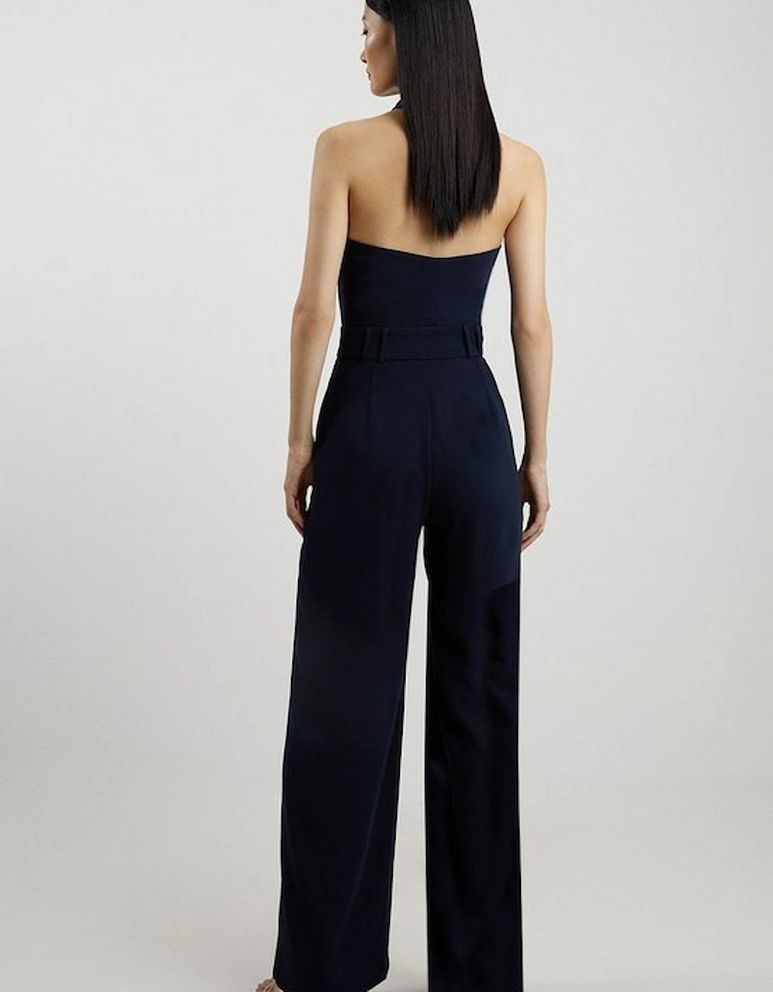 Soft Tailored Halterneck Straight Leg Jumpsuit