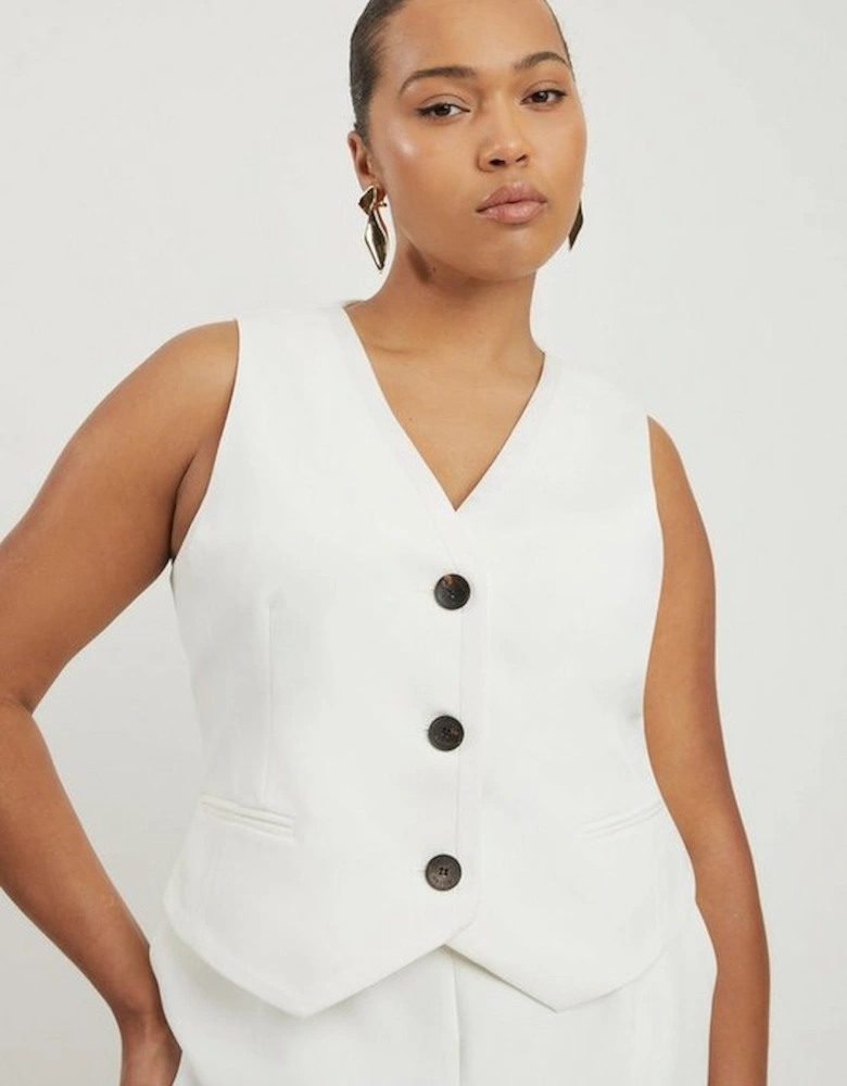 Plus Size Clean Tailored Grosgrain Tipped Waistcoat