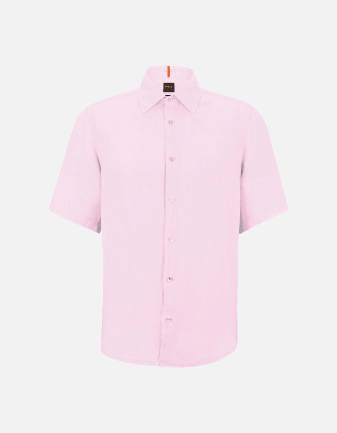 Rash_2 Linen Slim Fit Short Sleeve Pink Shirt, 4 of 3