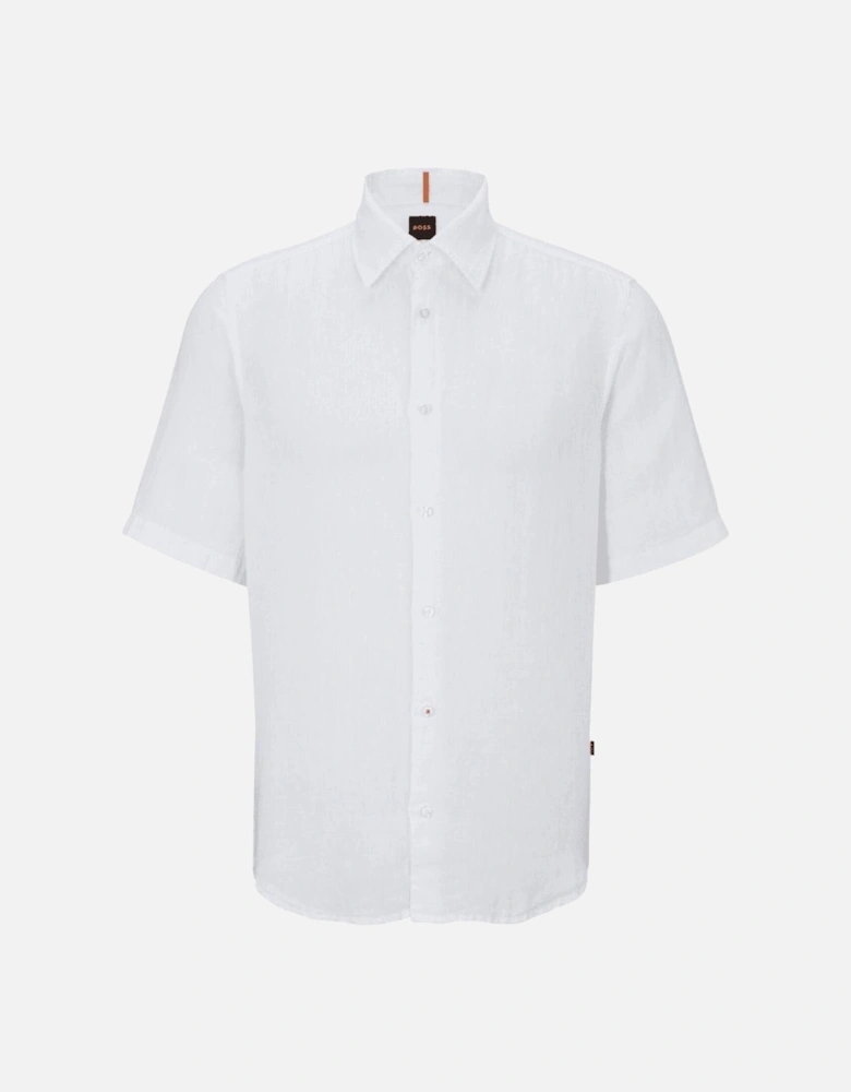 Rash_2 Linen Slim Fit Short Sleeve White Shirt