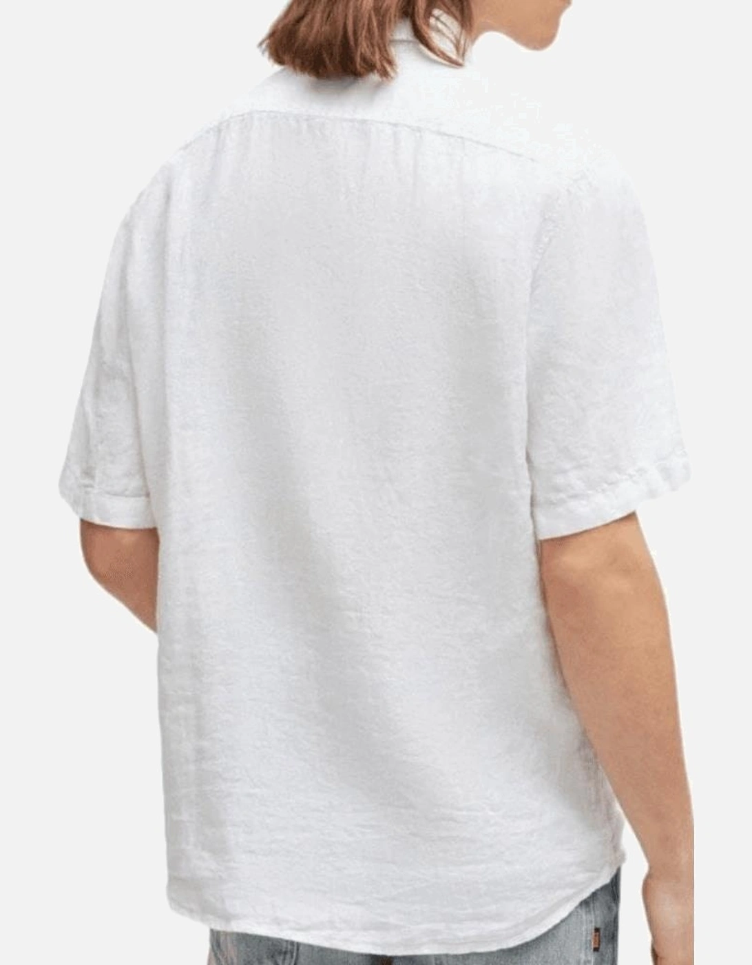 Rash_2 Linen Slim Fit Short Sleeve White Shirt