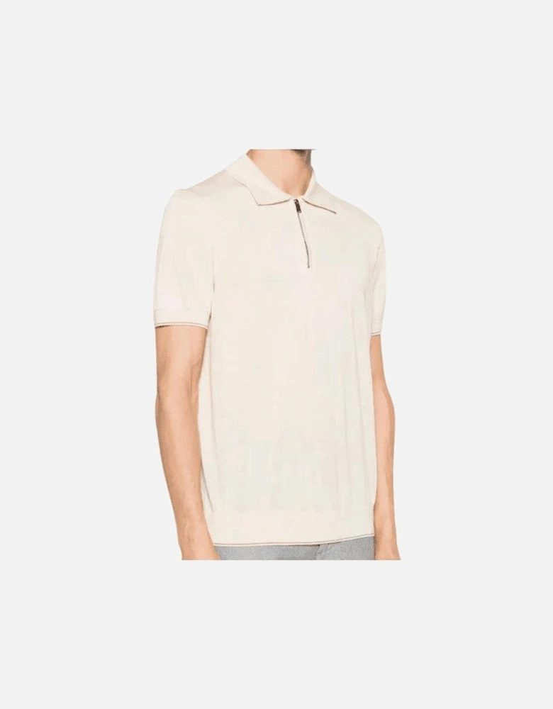 Trieste Zip Collar Regular Fit Beige Polo Shirt