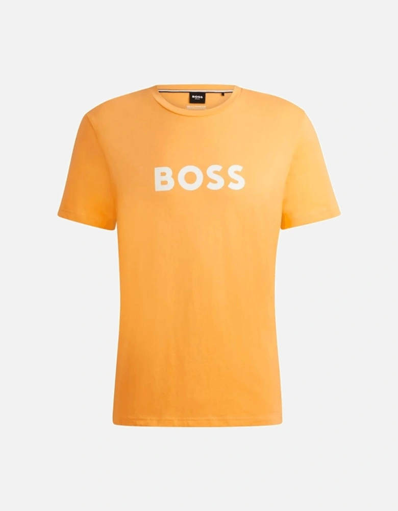 Cotton Print Logo Regular Fit Orange T-Shirt