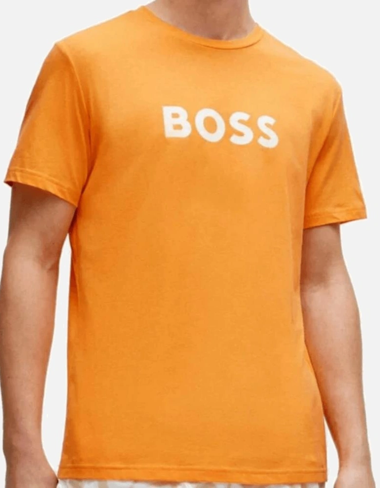 Cotton Print Logo Regular Fit Orange T-Shirt