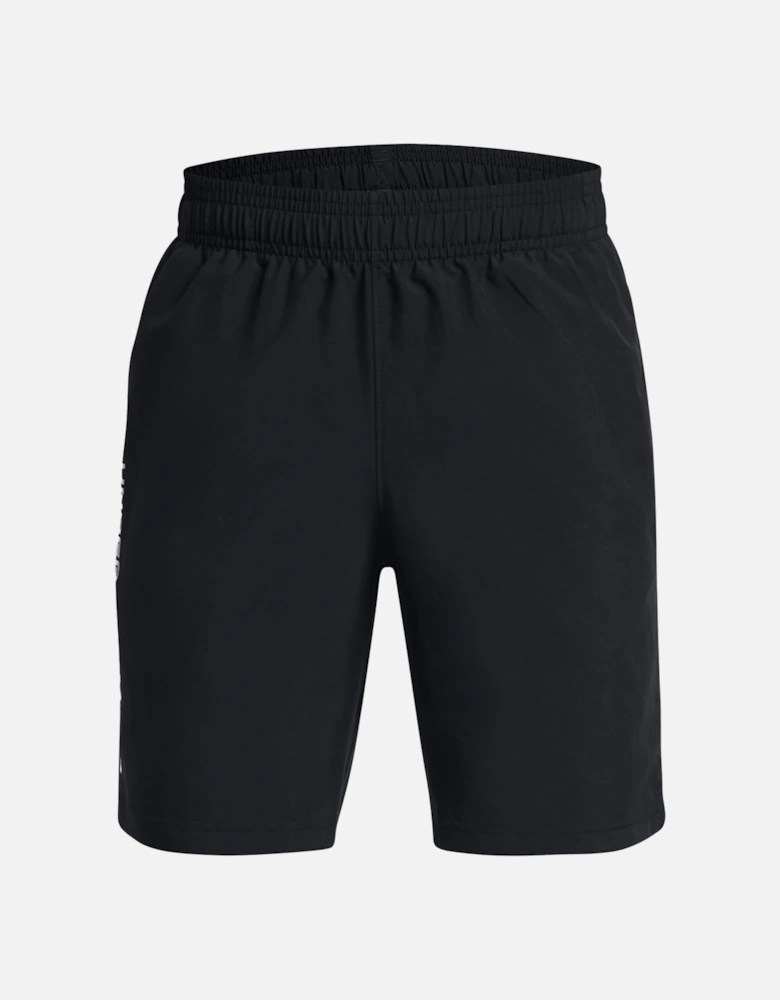 Youths Woven Wordmark Shorts (Black/White)