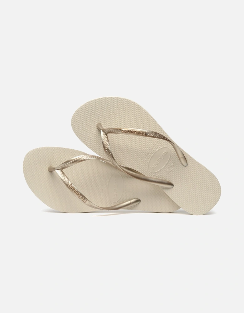 Womens Slim Flip Flops (Beige)