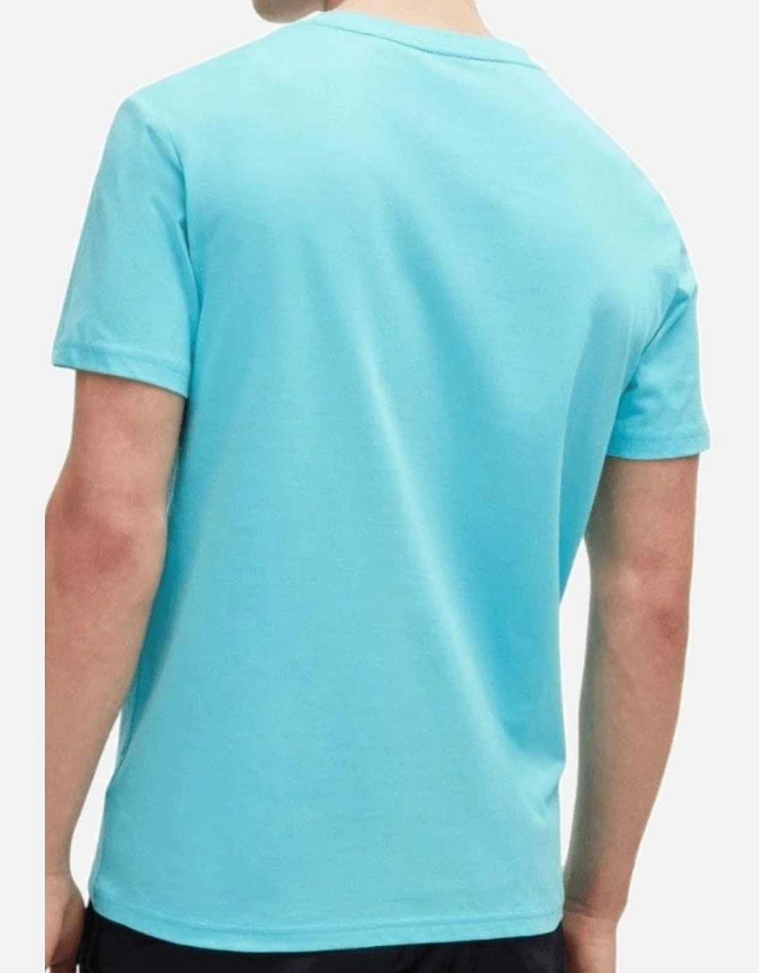 Cotton Print Logo Regular Fit Turquoise T-Shirt