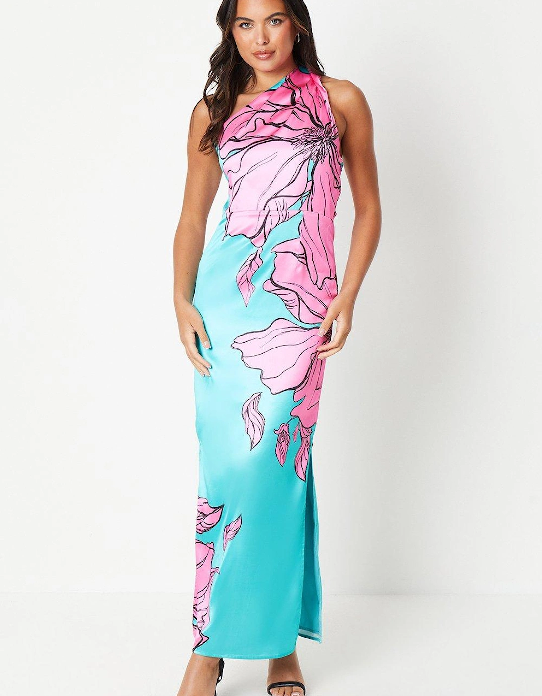 Placement Print One Shoulder Maxi Dress, 6 of 5