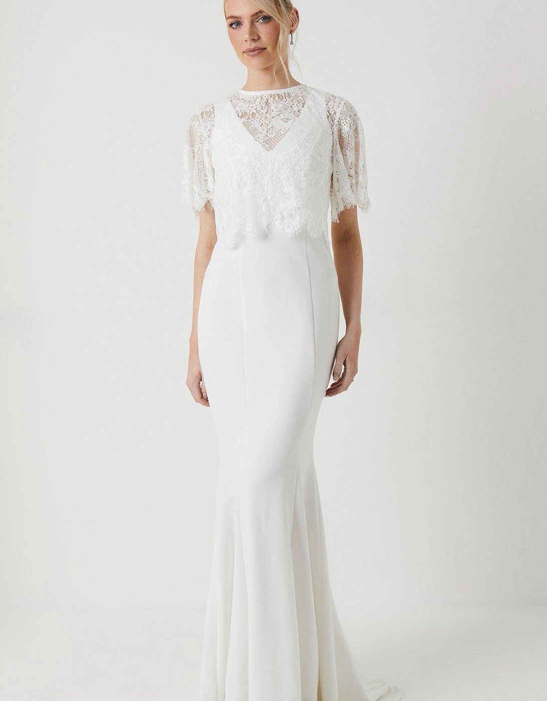 Lace And Stretch Crepe Wedding Dress, 6 of 5