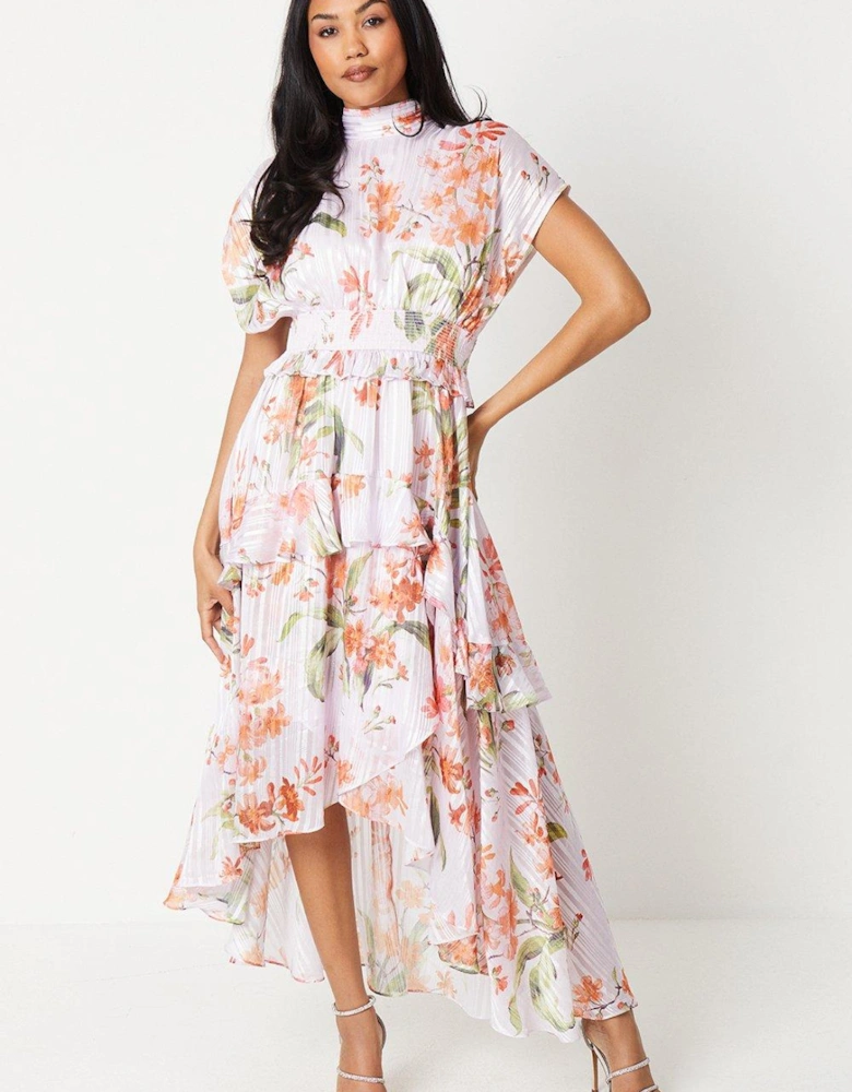 Floral Print High Low Hem Maxi Dress