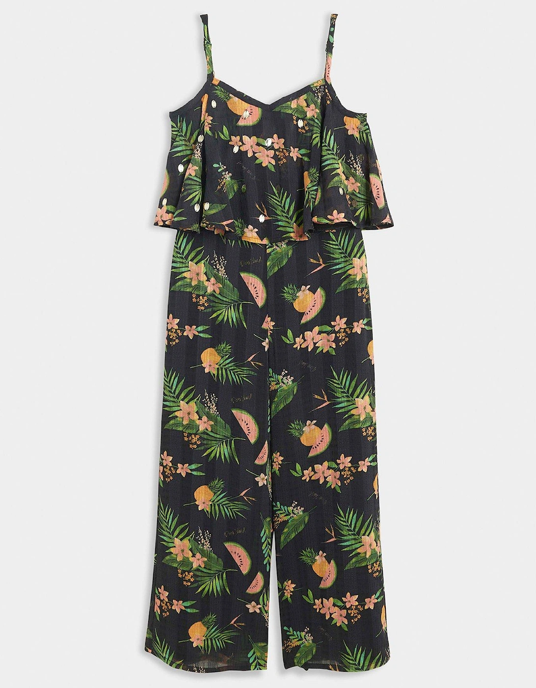 Girls Floral Layered Jumpsuit - Black, 5 of 4