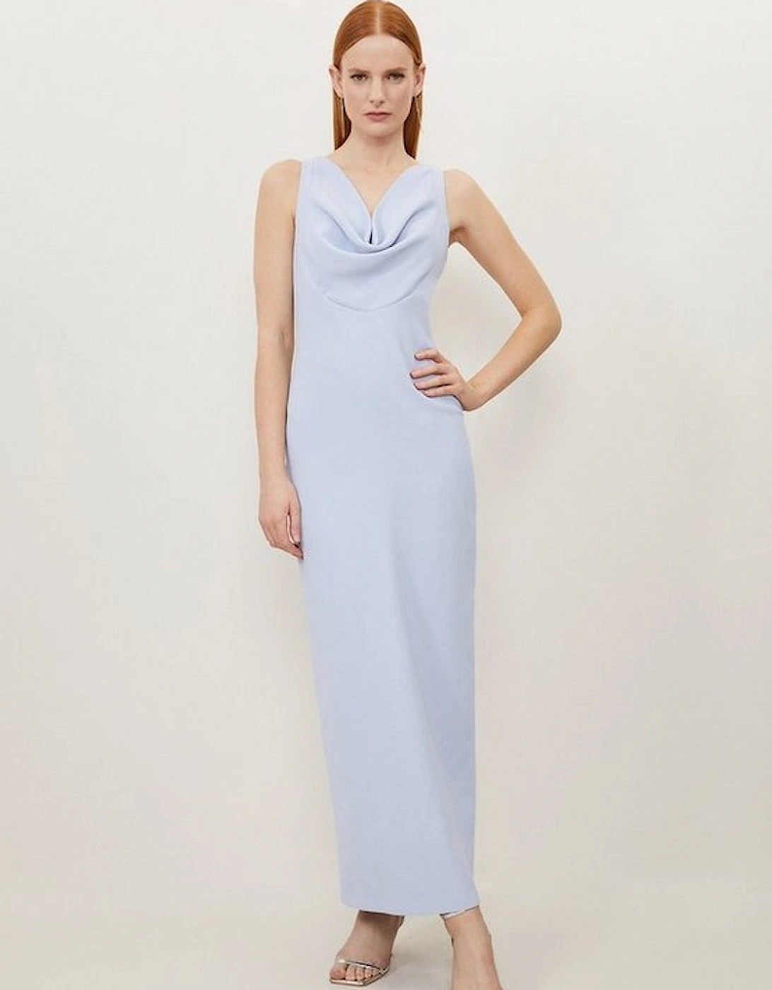 Fluid Tailored Cowl Neck Backless Maxi Dress, 5 of 4