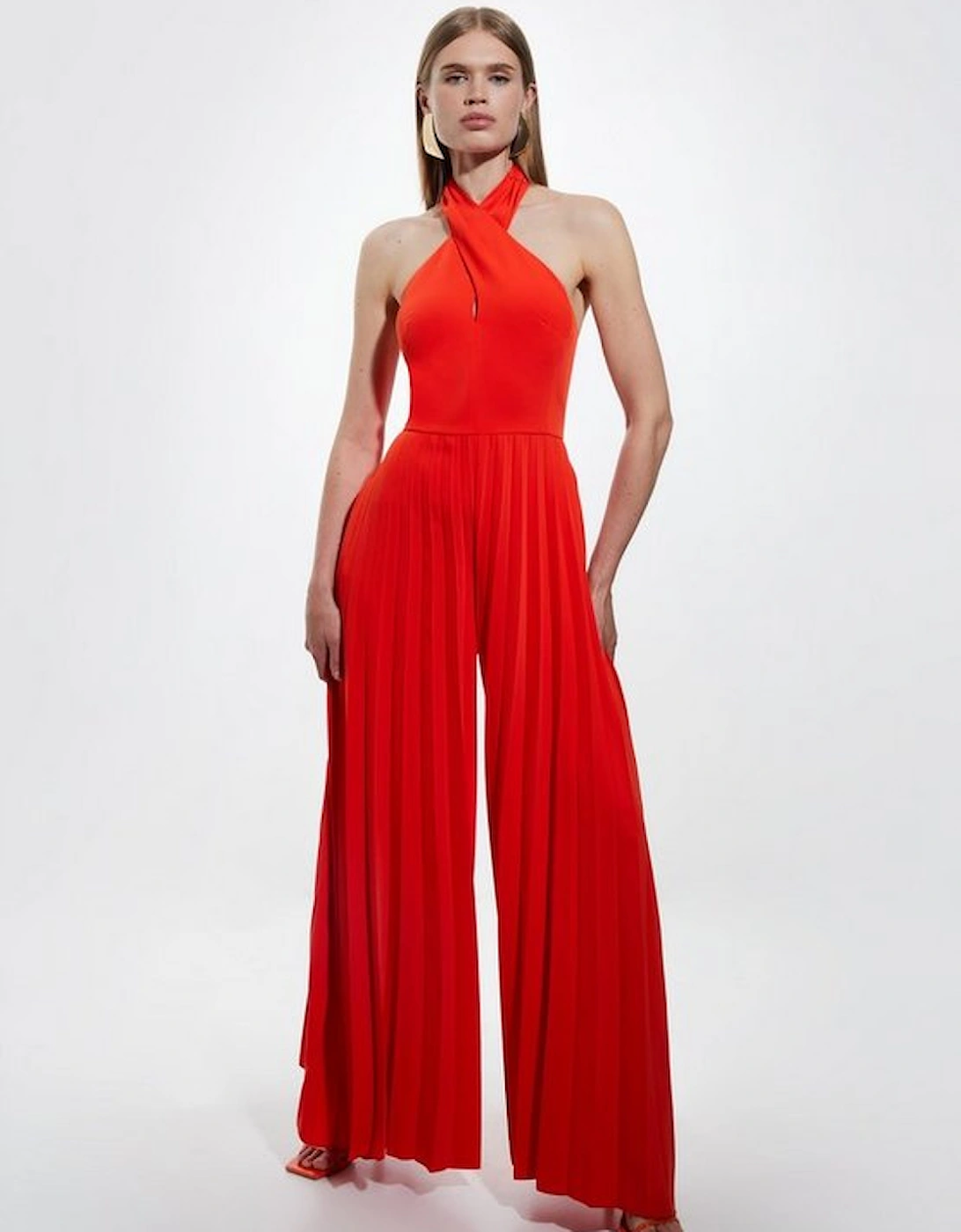 Soft Tailored Full Pleated Halter Neck Jumpsuit, 4 of 3
