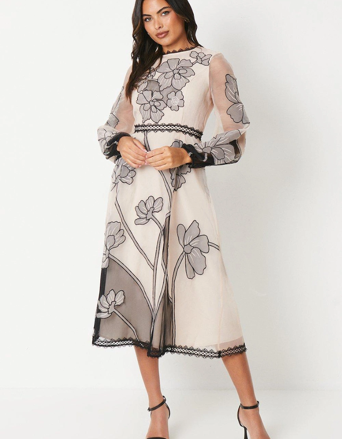 Premium Applique And Embroidered Midi Dress