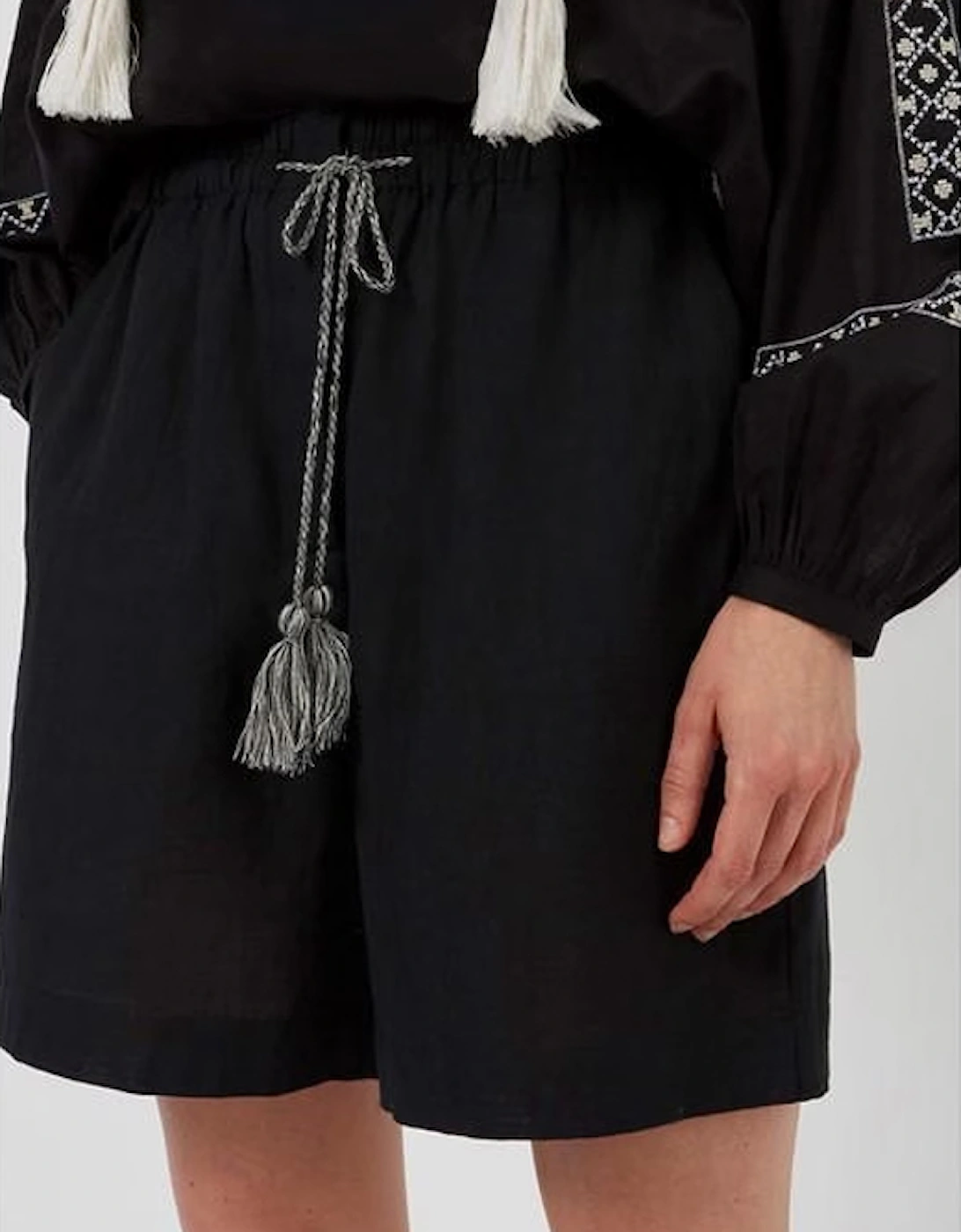 Great Plains Women's Spring Linen Mix Drawstring Shorts Black, 5 of 4