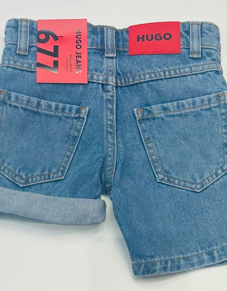 HUGO BLEACHED SOFT DENIM SHORTS