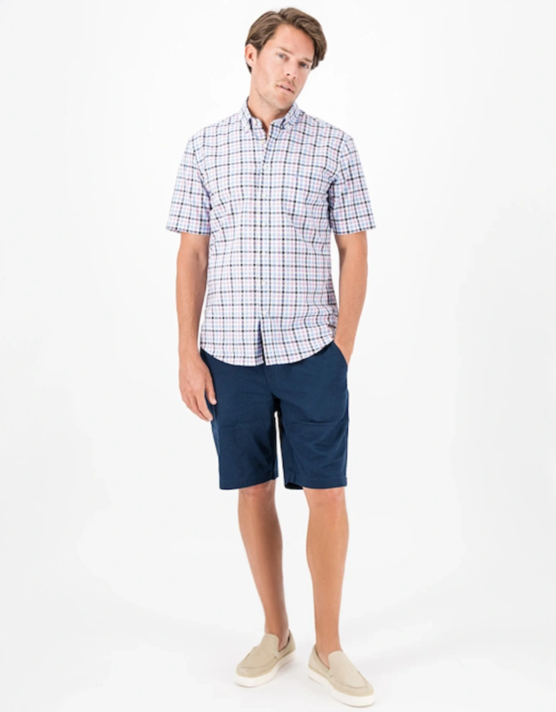 Fynch-Hatton Men's Summer Slub Check Shirt Dusty Lavender