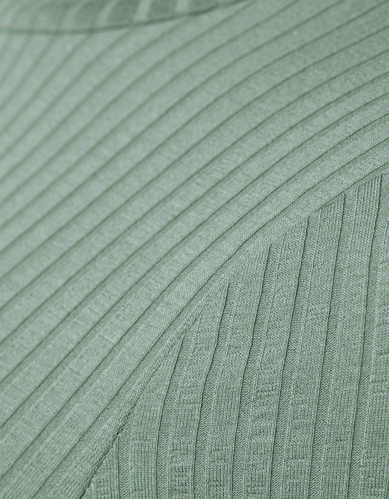 Long Sleeve Frill Neck Top - Green