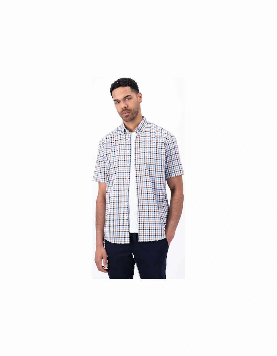 Fynch-Hatton Men's Summer Slub Check Shirt Navy, 8 of 7