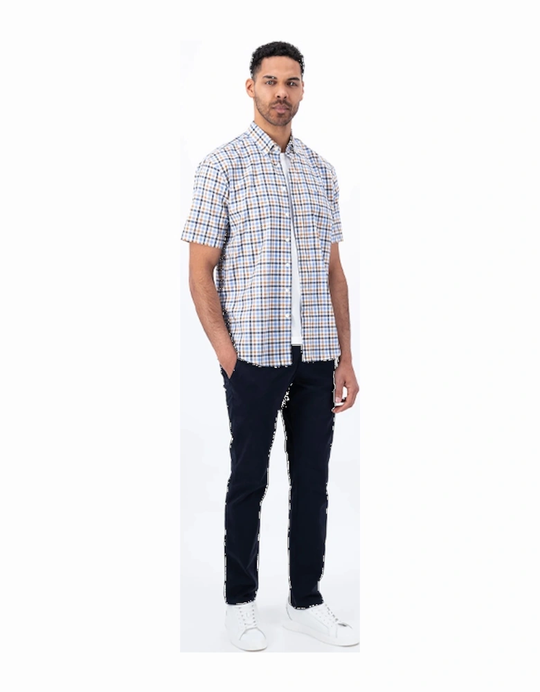 Fynch-Hatton Men's Summer Slub Check Shirt Navy