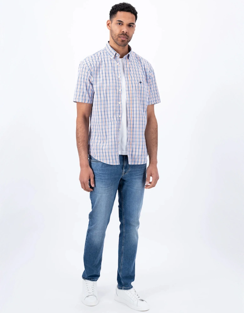 Fynch-Hatton Men's Superfine Combi Check Shirt Papaya