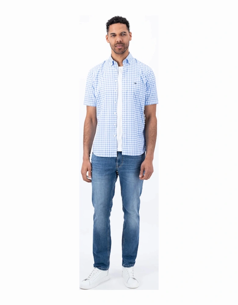 Fynch-Hatton Men's Summer Vichy Shirt Crystal Blue