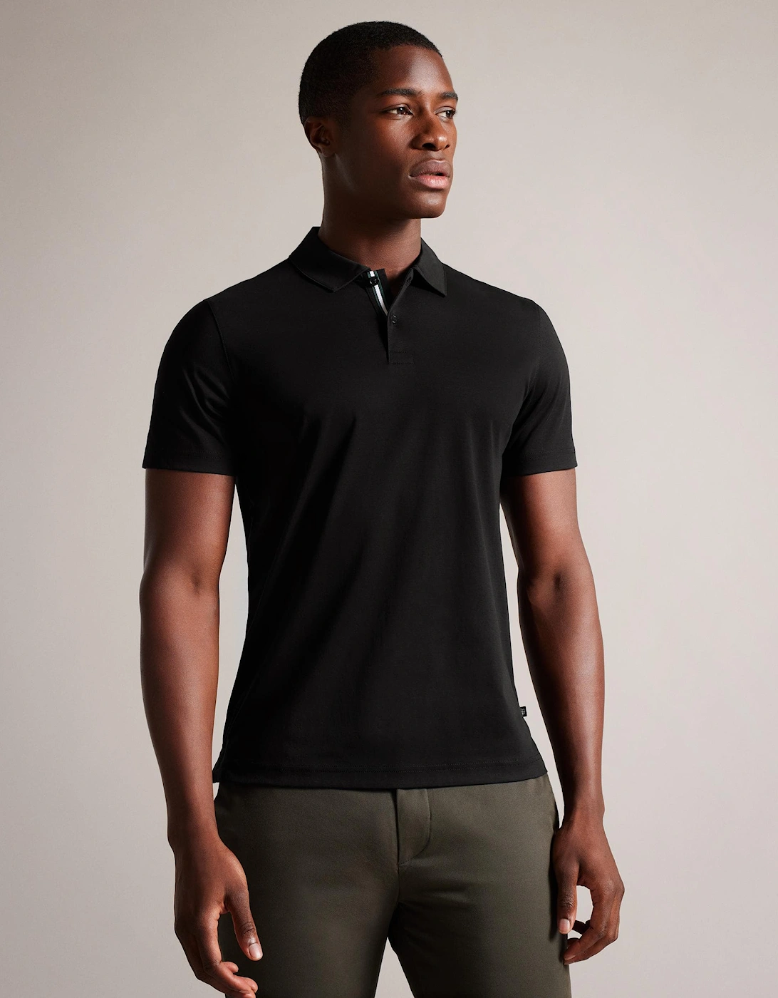 Men's Ted Baker Zeiter Mens Short Sleeve Slim Soft Touch Polo - Black - Size: 40/Regular
