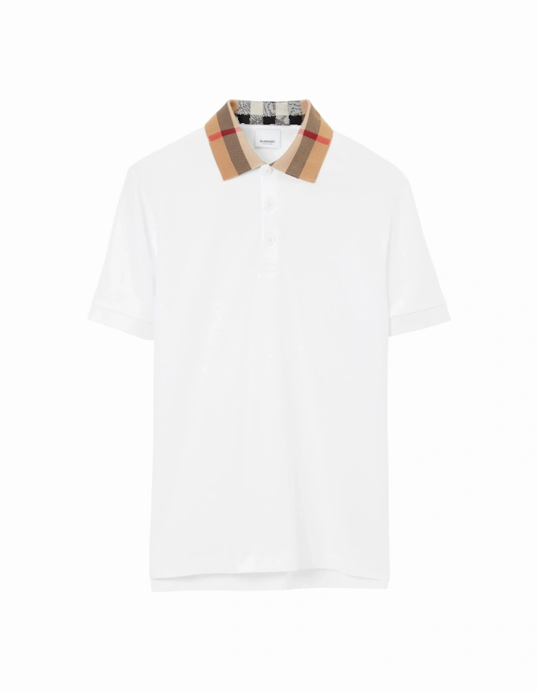 Vintage Check Print Collar Polo Shirt in White