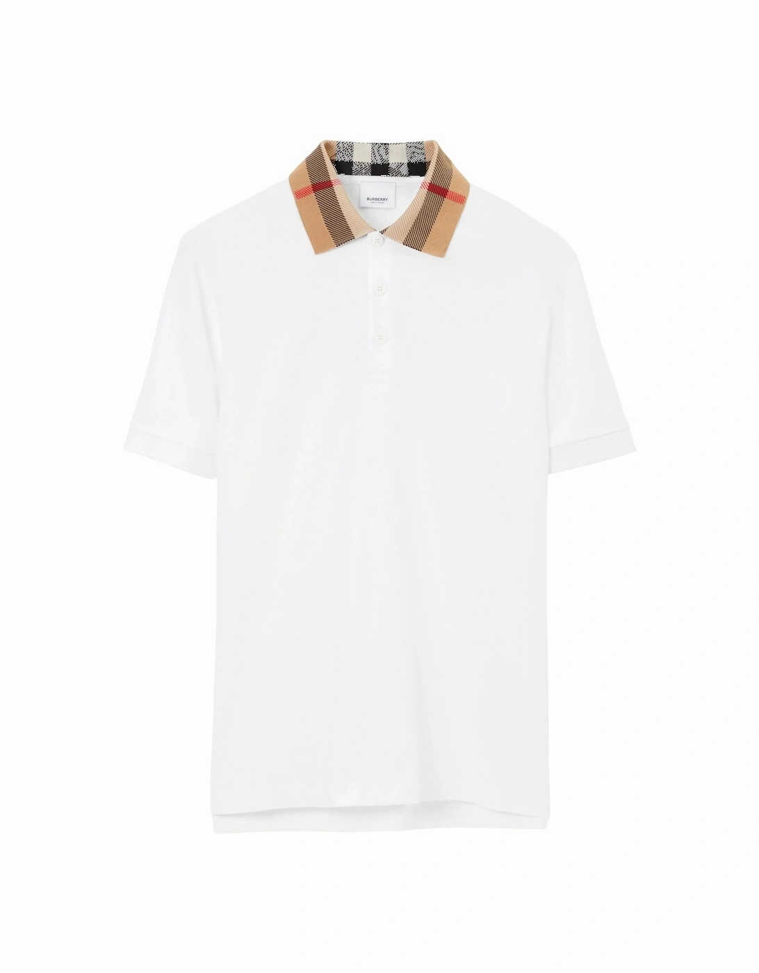 Vintage Check Print Collar Polo Shirt in White, 5 of 4