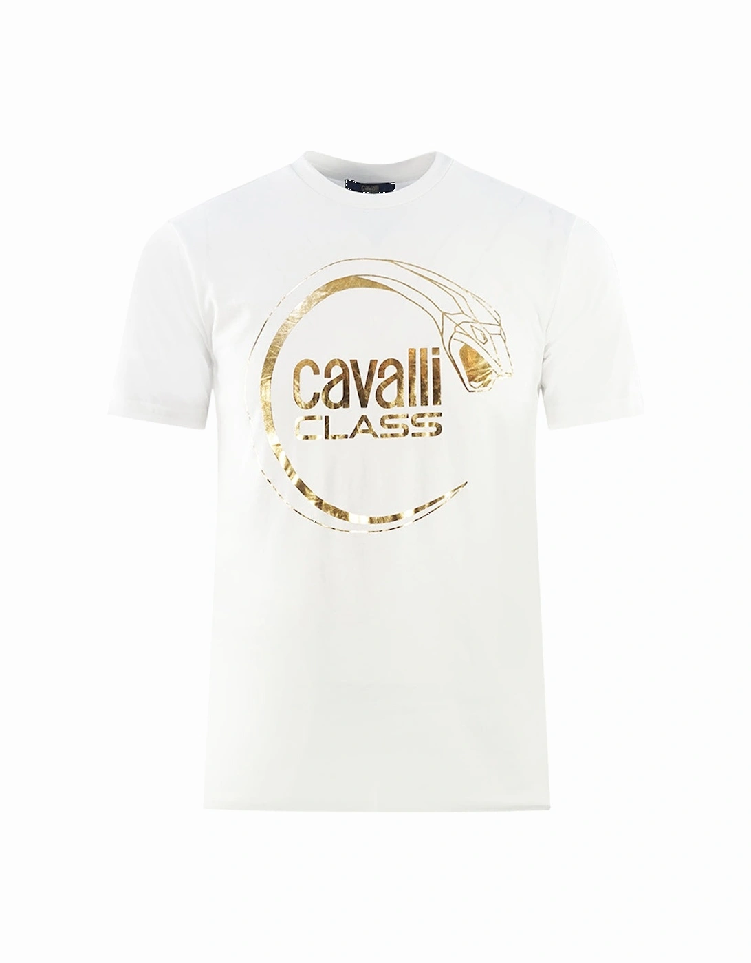 Cavalli Class Piercing Snake Logo White T-Shirt, 3 of 2