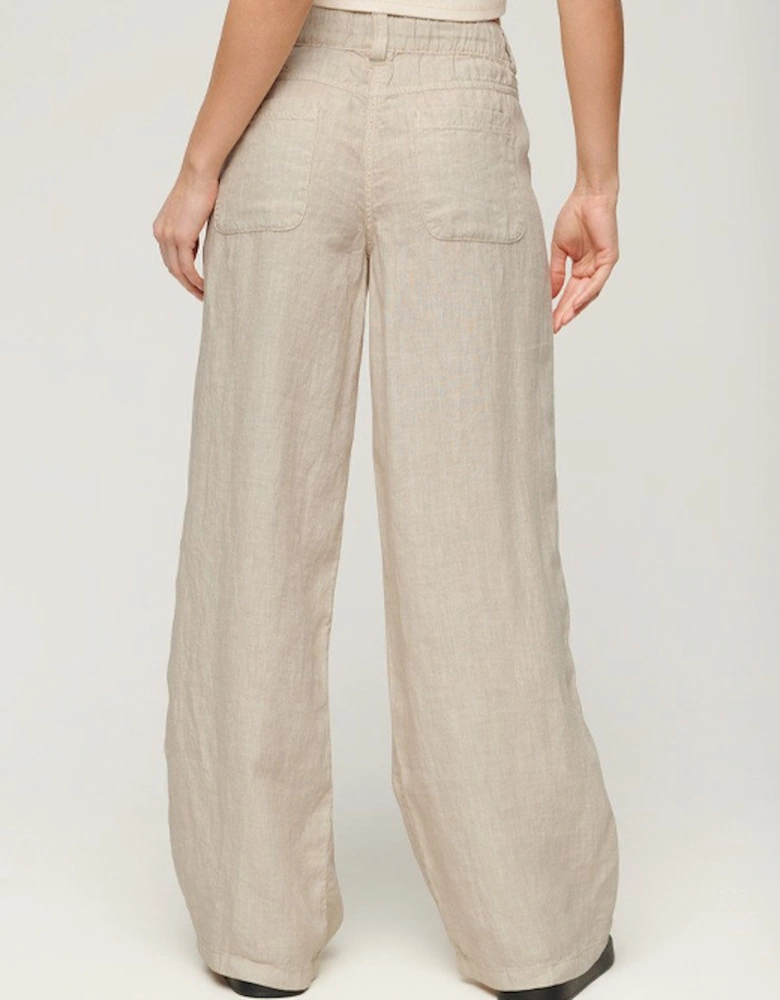 Women's Linen Low Rise Pant Light Stone Beige