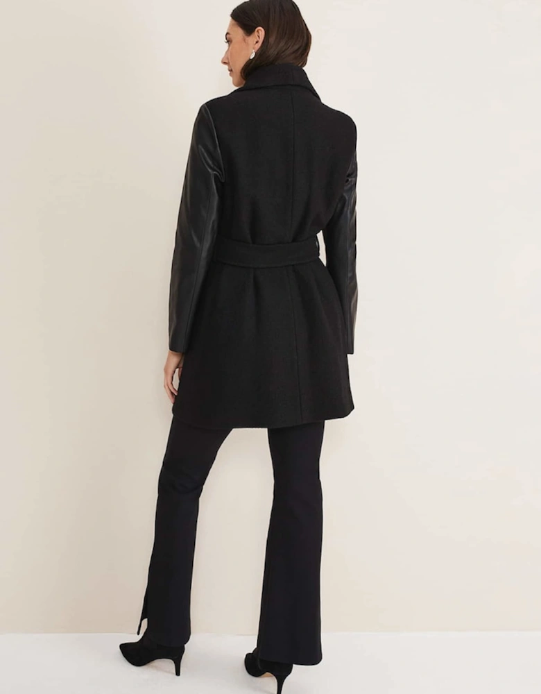Tori Wool Contrast Sleeve Coat