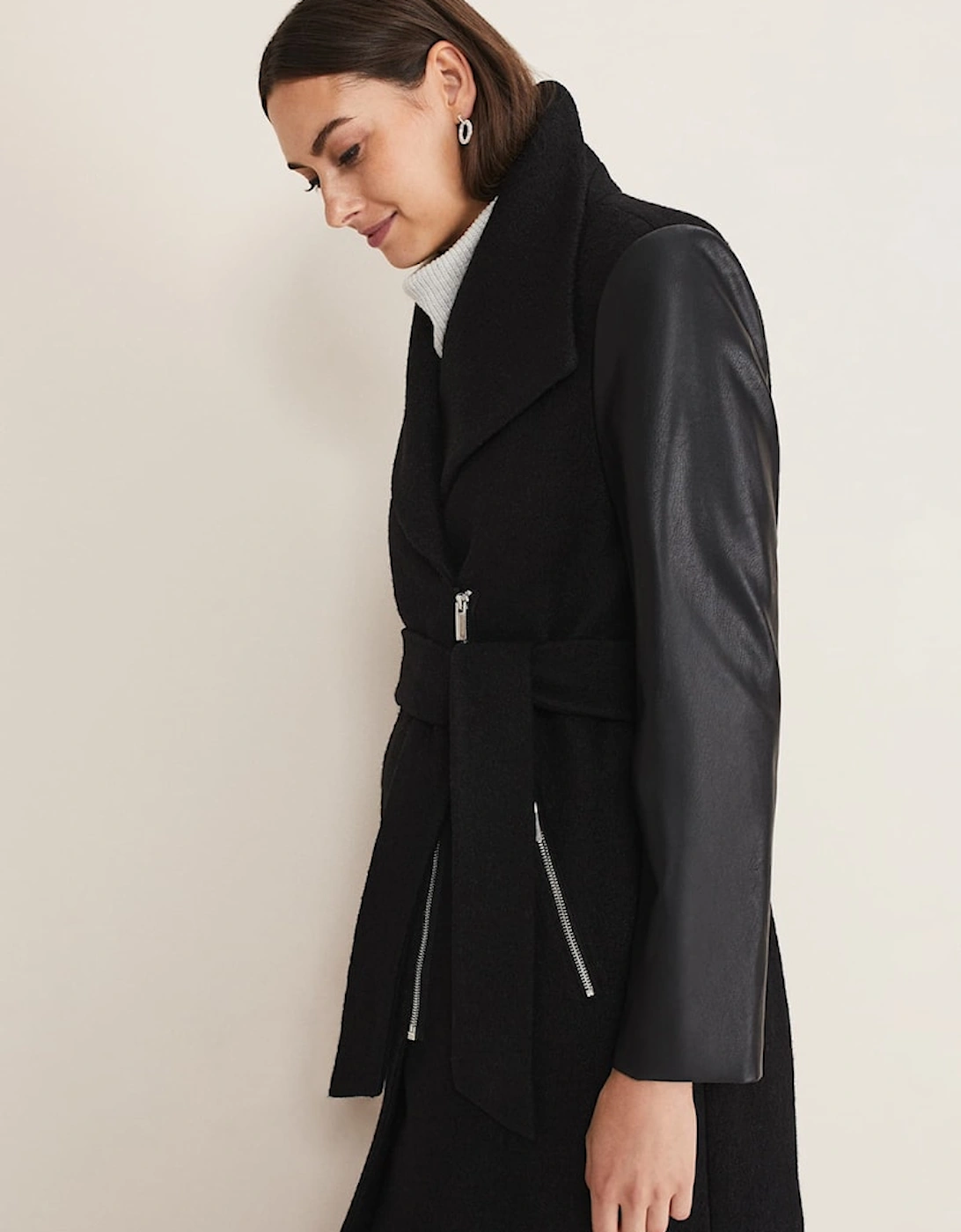 Tori Wool Contrast Sleeve Coat