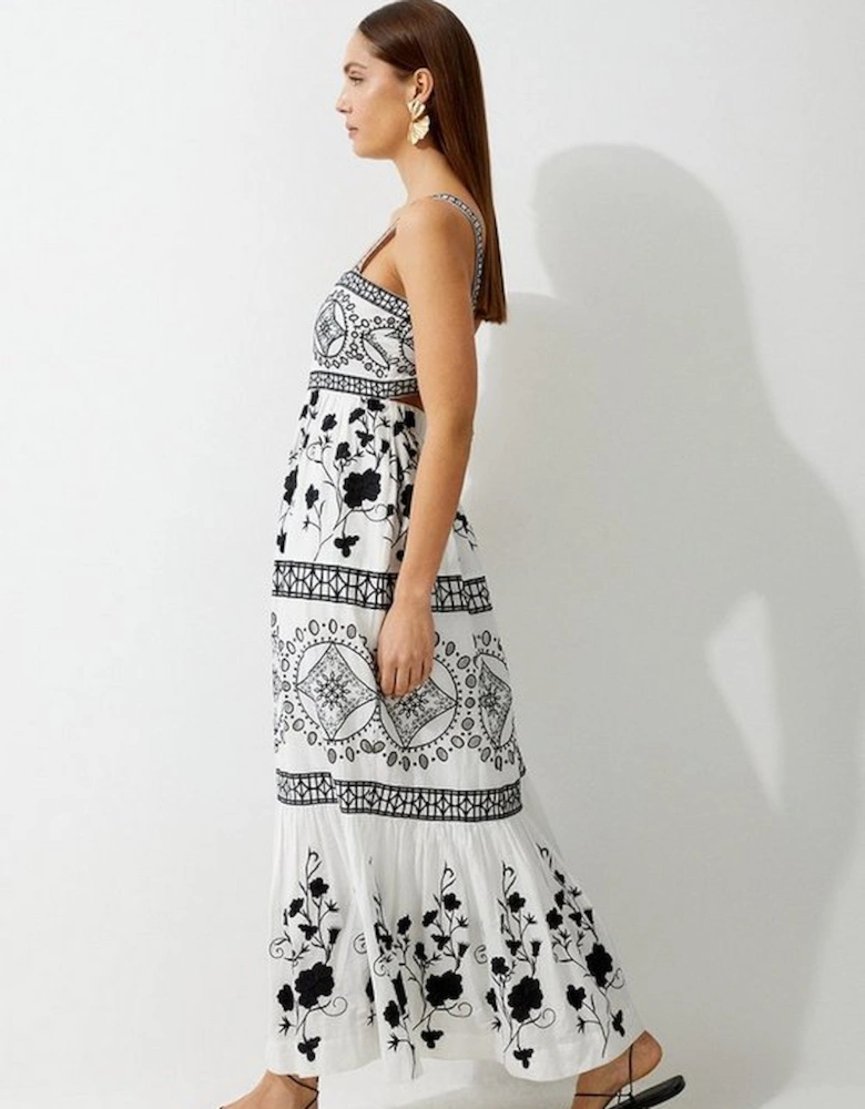 Tall Floral & Geo Embroidered Woven Midaxi