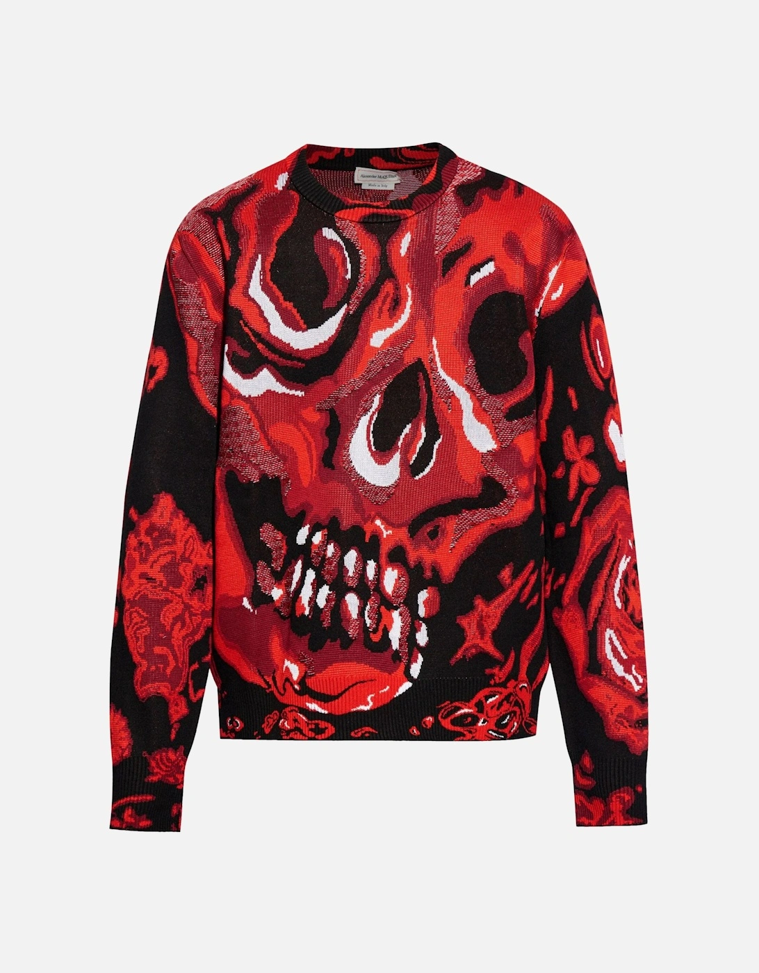 Wax Flower Skull Jacquard Sweater Red, 6 of 5