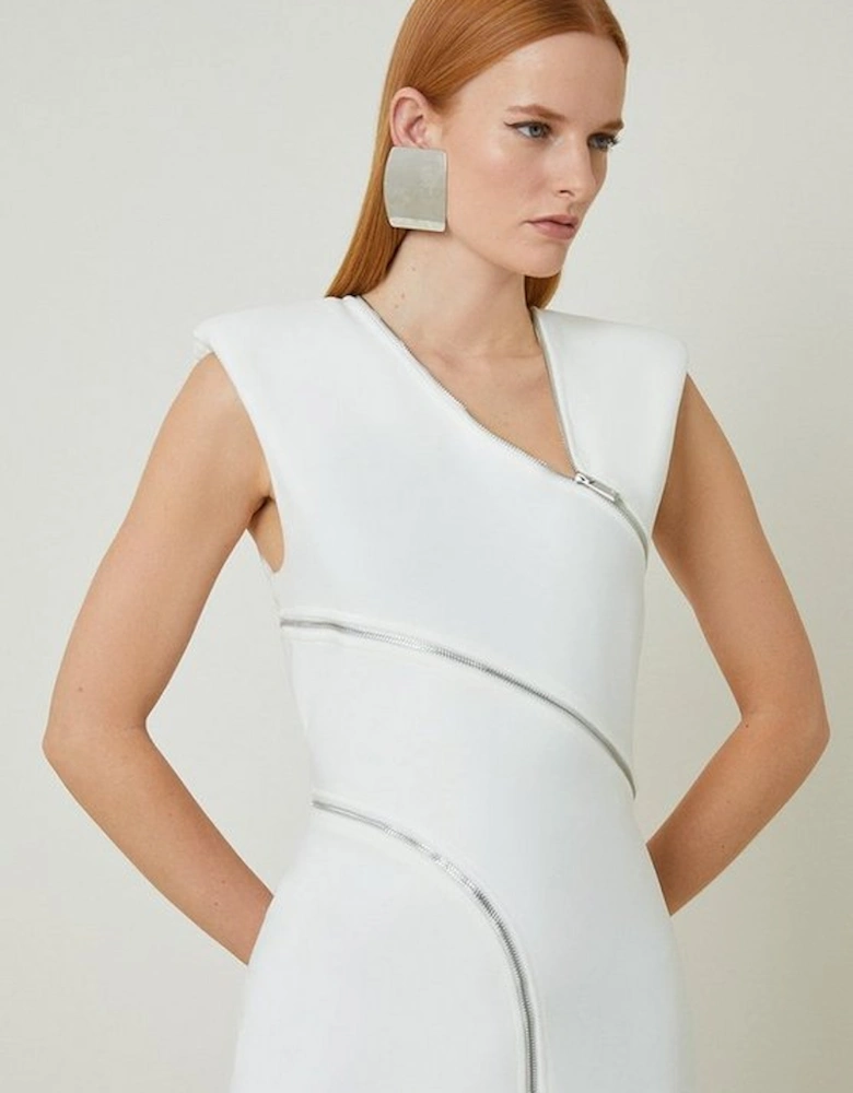Bandage Form Fitting Zip Detail Midi Dress