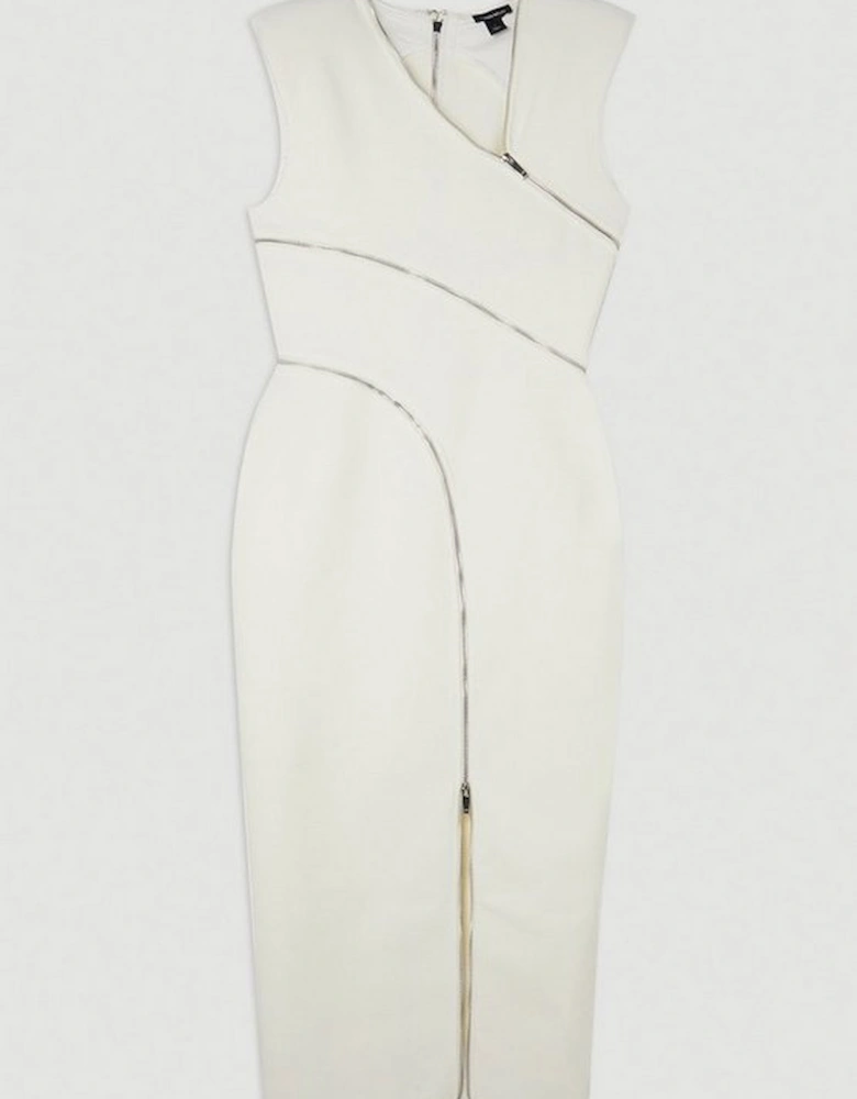 Bandage Form Fitting Zip Detail Midi Dress