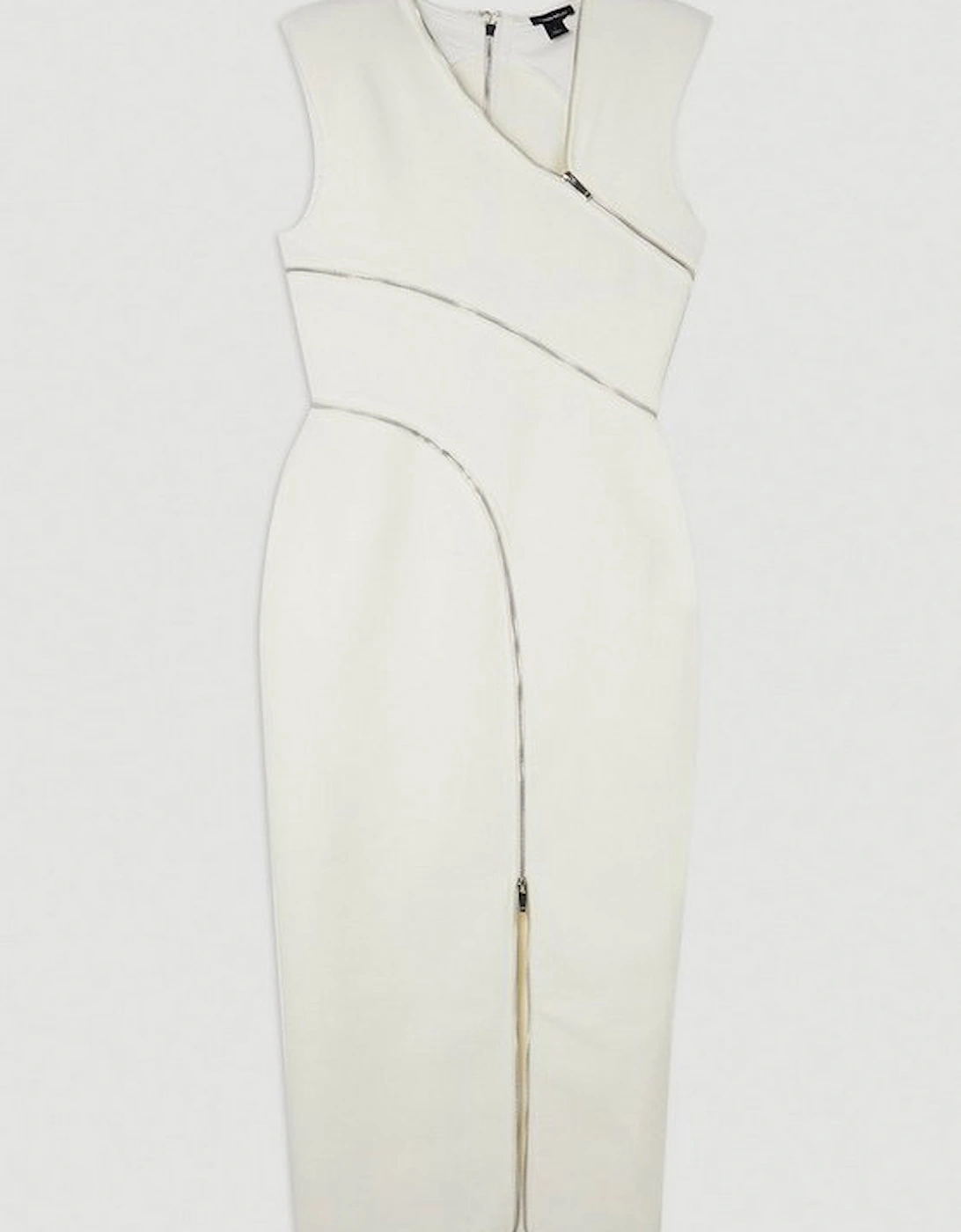 Bandage Form Fitting Zip Detail Midi Dress