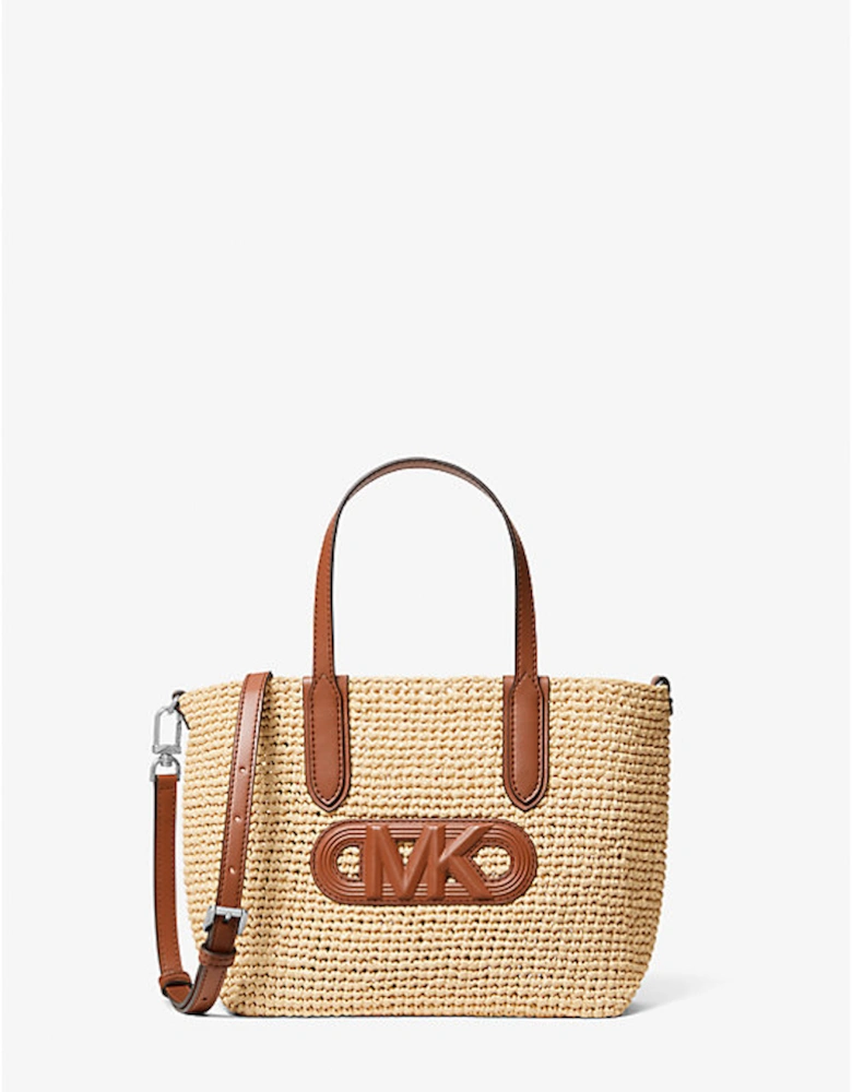 Eliza Extra-Small Empire Logo Straw Tote Bag