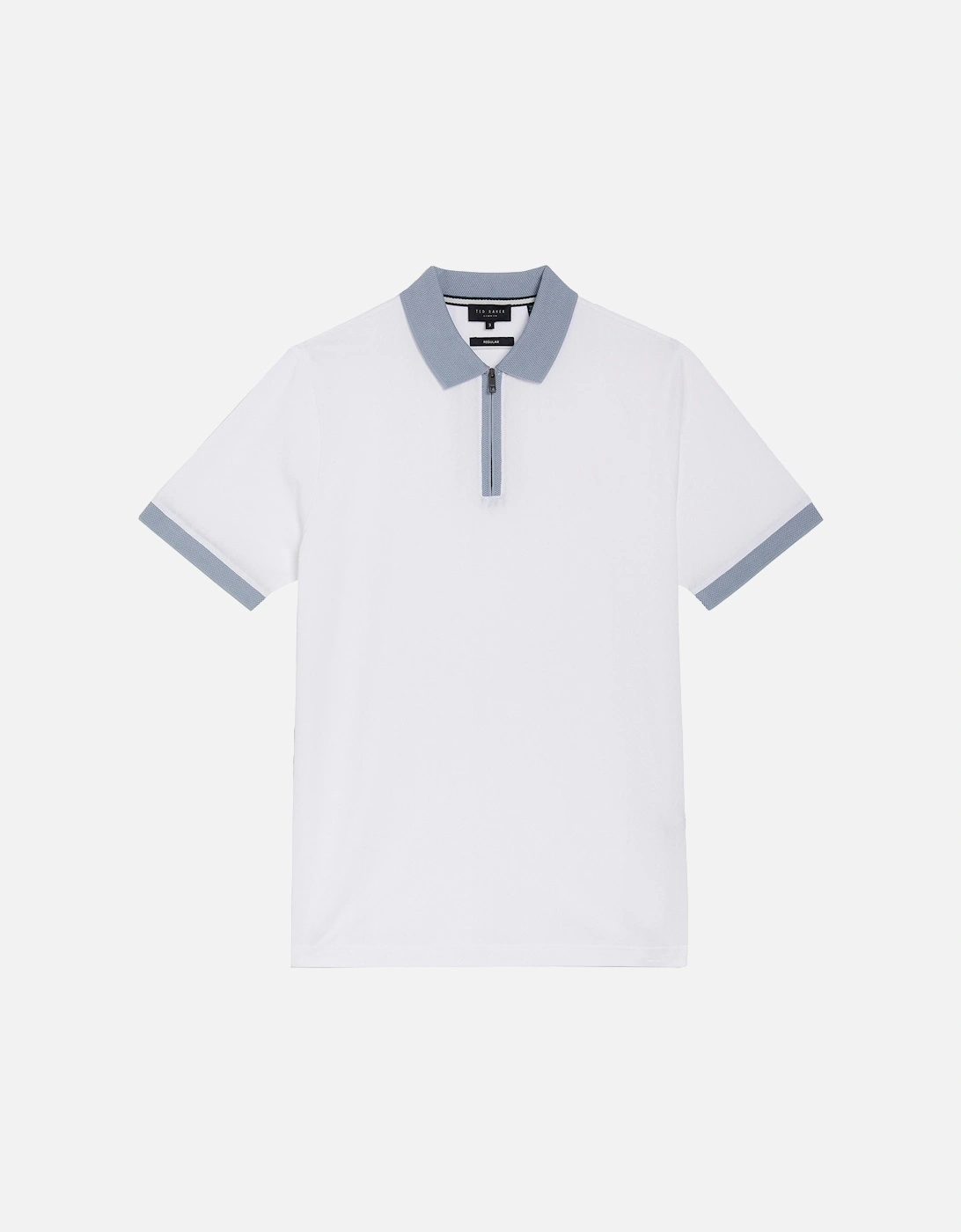 Mens Arnival Textured Zip Polo Shirt (White), 6 of 5