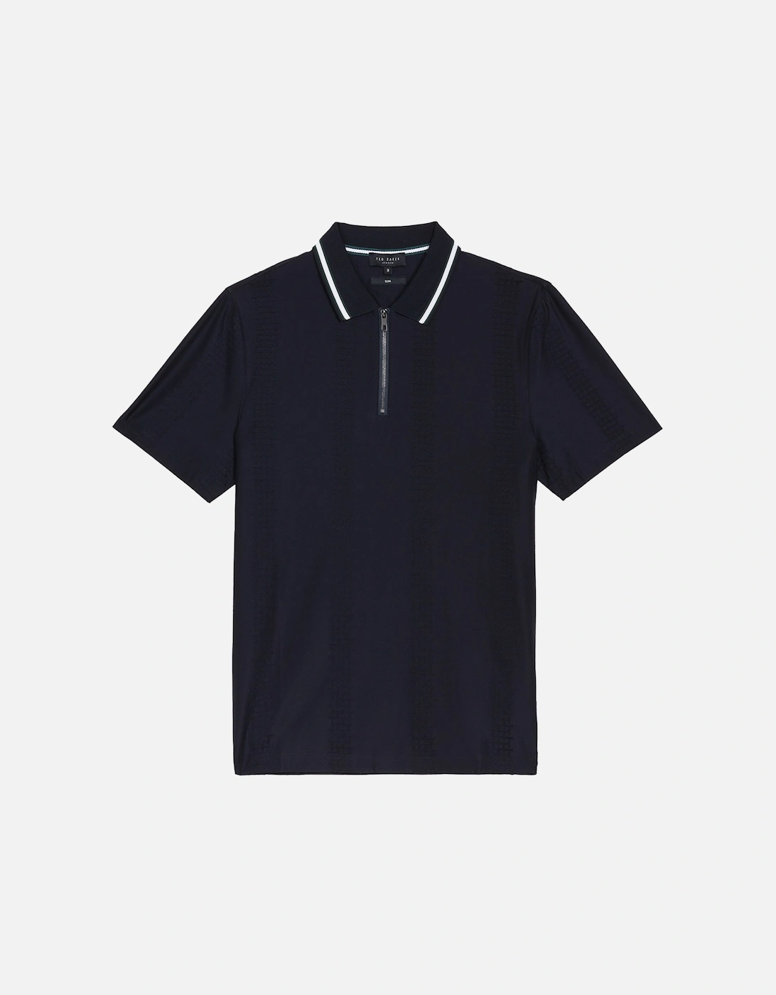 Mens Orbite Slim Fit Jacquard Polo Shirt (Navy), 8 of 7