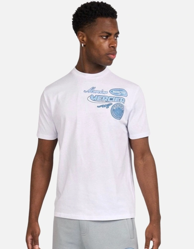 Racer T-Shirt - White / Light Blue