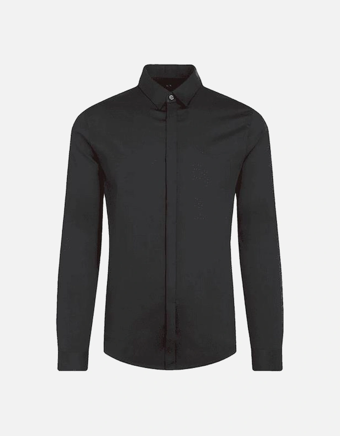 Armani Exchange Men's Black Rubber Logo Button Up Shirt  38/Regular M