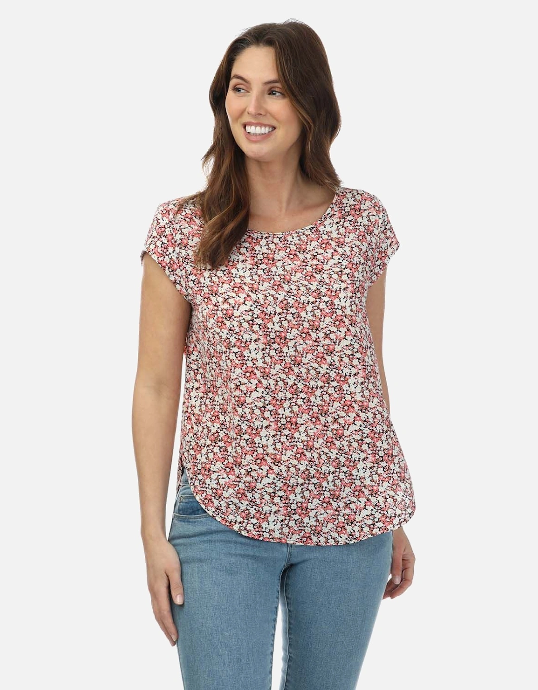 Womens Vic Short Sleeve Floral Top, 4 of 3