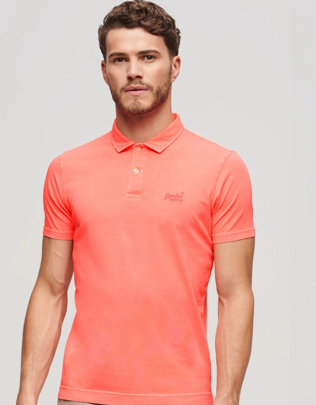 Essential Logo Neon Jersey Polo Shirt - Bright Orange, 2 of 1